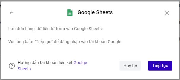 Bấm Tiếp Tục để hiện thị ra danh sách các tài khoản Google để kết nối