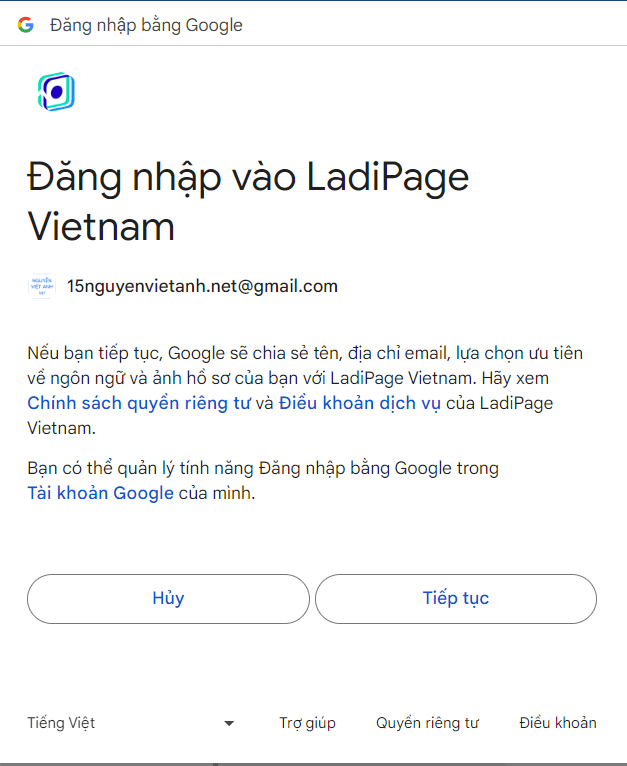 Đăng nhập vào LadiPage Vietnam