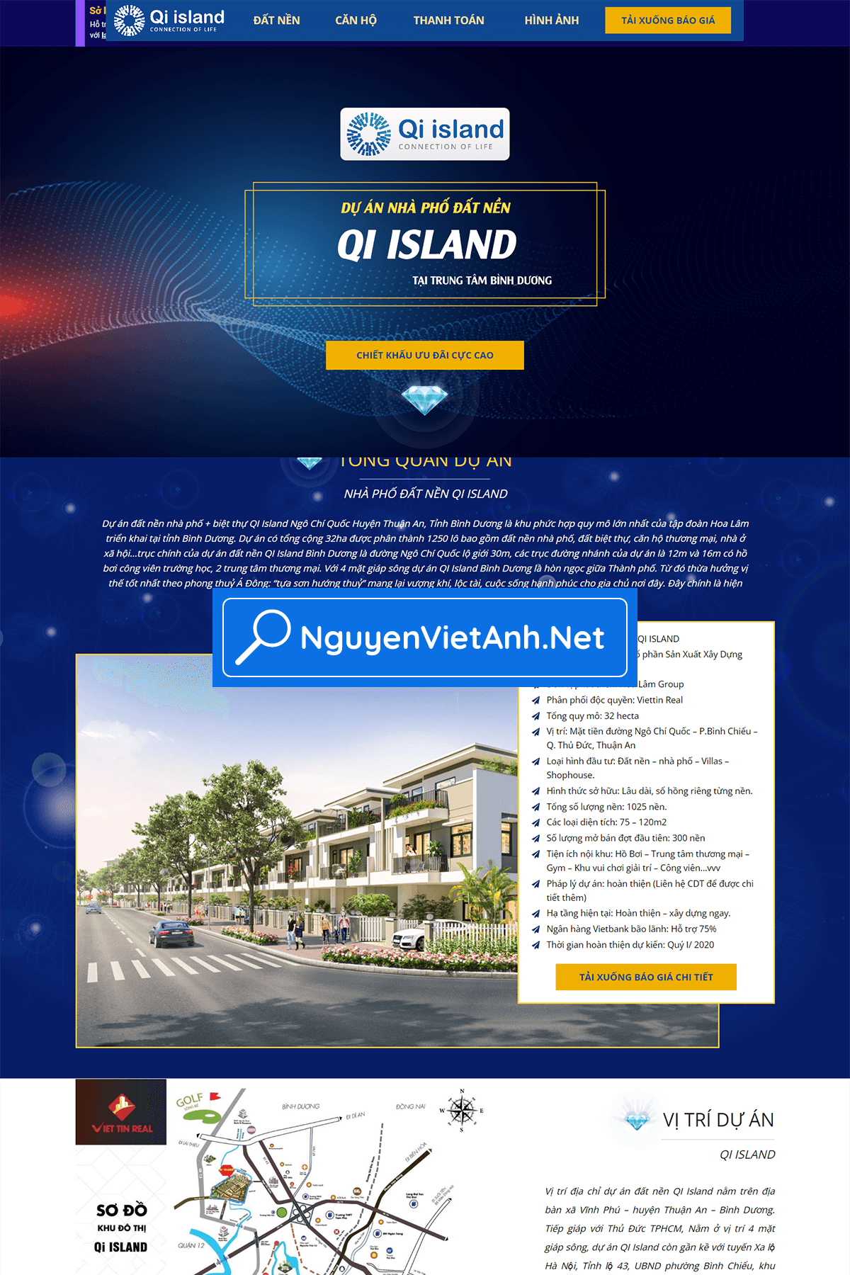 Mẫu landing page bất động sản dự án Qi Island NVA2000