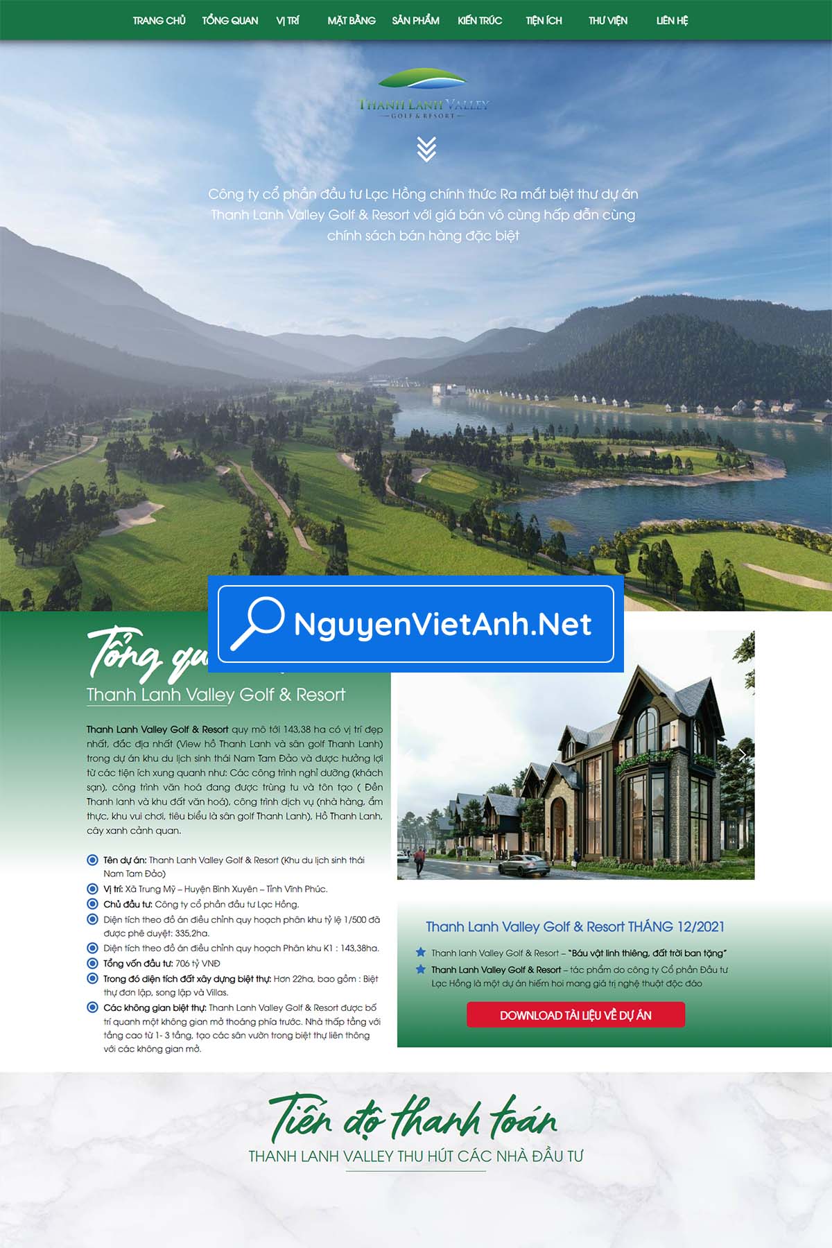Mẫu theme landing page BĐS Thanh Lanh Valley Golf & Resort NVA2051